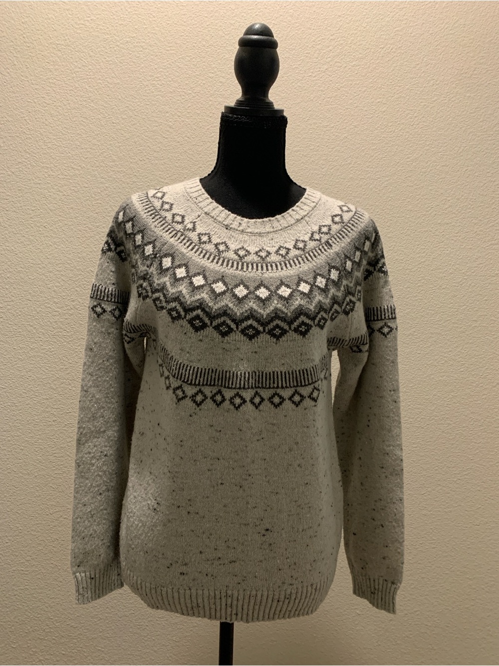 Weatherproof Heather Gray Fair Isle Crewneck Sweater (Size S)